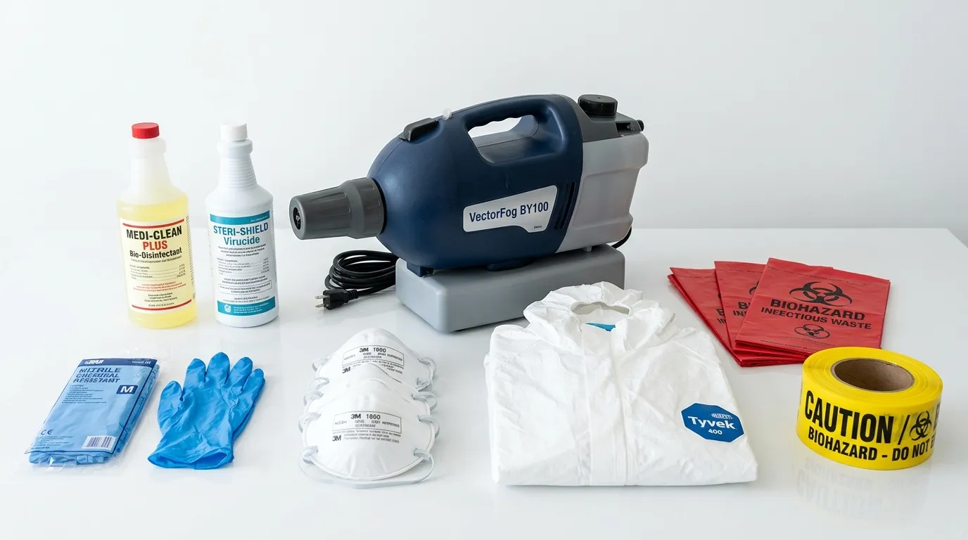 Professional biohazard remediation crew working in Old Fig Garden